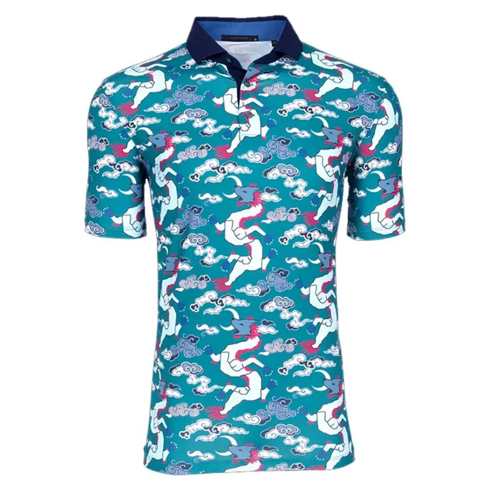 NWT Greyson Men's Greyson Wolf Slayer Jungle Mens Golf Polo Shirt L Large